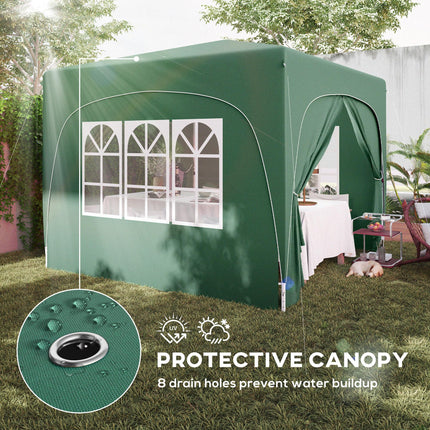 3 x 3m Pop-Up Gazebo Shelter with UPF50+ Canopy - Dark Green