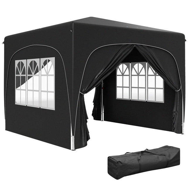 3x3m Pop-Up Gazebo Shelter with UPF50+ Canopy and Adjustable Height - Black