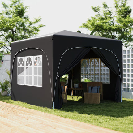 3x3m Pop-Up Gazebo Shelter with UPF50+ Canopy and Adjustable Height - Black