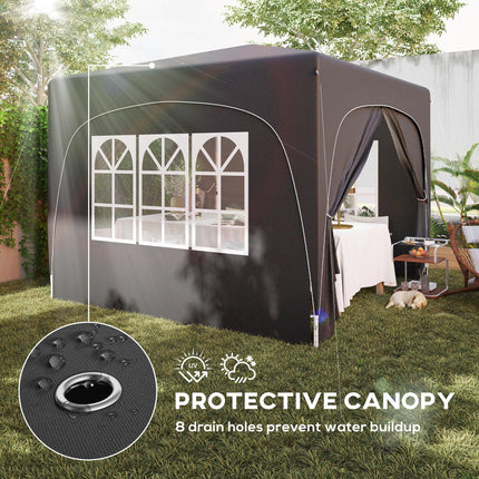 3x3m Pop-Up Gazebo Shelter with UPF50+ Canopy and Adjustable Height - Black