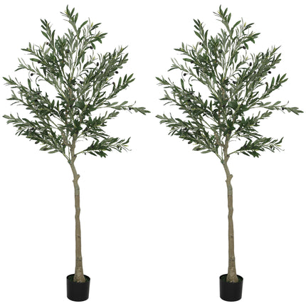 Set of Two Silk Leaf Artificial Olive Trees