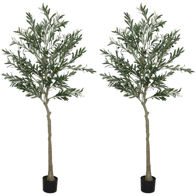 Set of Two Silk Leaf Artificial Olive Trees
