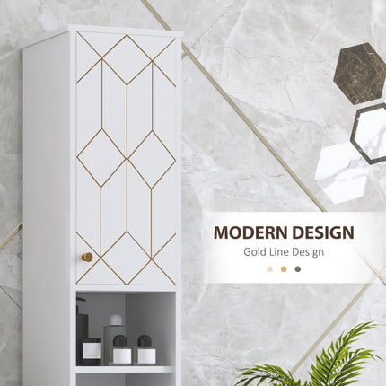 Tall Slim Freestanding Bathroom Storage Cabinet with Doors and Adjustable Shelves - White