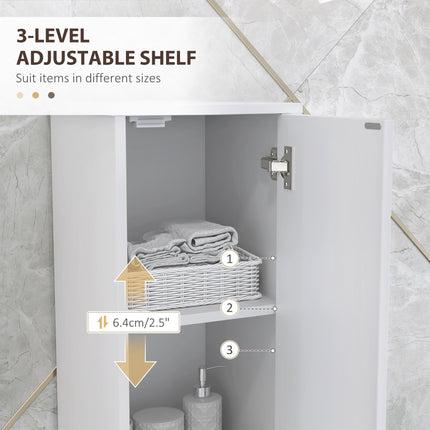 Tall Slim Freestanding Bathroom Storage Cabinet with Doors and Adjustable Shelves - White
