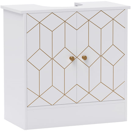 Under Sink Bathroom Cabinet with Adjustable Shelf and Open Compartment 60x30x60cm - White