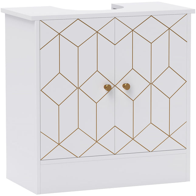 Under Sink Bathroom Cabinet with Adjustable Shelf and Open Compartment 60x30x60cm - White