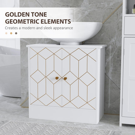 Under Sink Bathroom Cabinet with Adjustable Shelf and Open Compartment 60x30x60cm - White