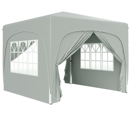 3 x 3m Pop-Up Gazebo Shelter with Accessories - Light Grey