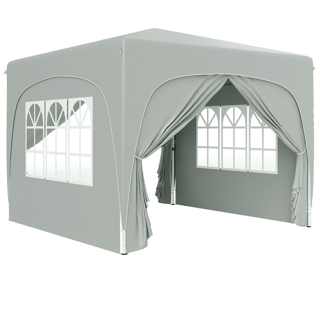 3 x 3m Pop-Up Gazebo Shelter with Accessories - Light Grey