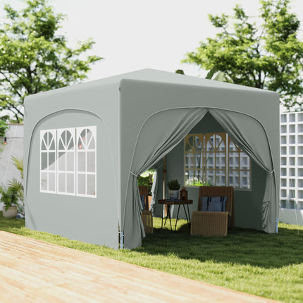 3 x 3m Pop-Up Gazebo Shelter with Accessories - Light Grey