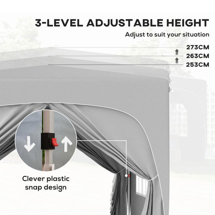 3 x 3m Pop-Up Gazebo Shelter with Accessories - Light Grey