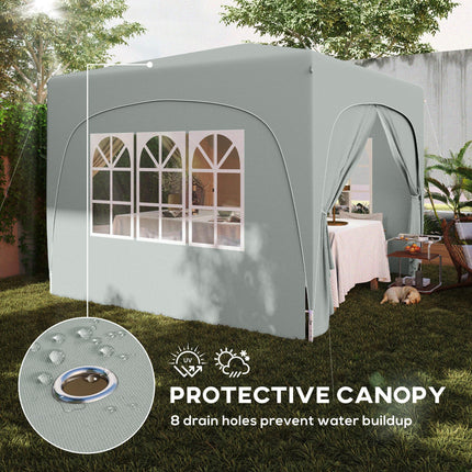 3 x 3m Pop-Up Gazebo Shelter with Accessories - Light Grey