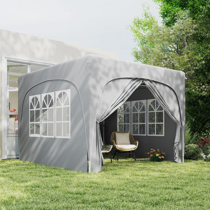 3 x 3m Pop-Up Gazebo Shelter with Accessories - Light Grey