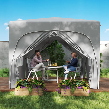 3 x 3m Pop-Up Gazebo Shelter with Accessories - Light Grey