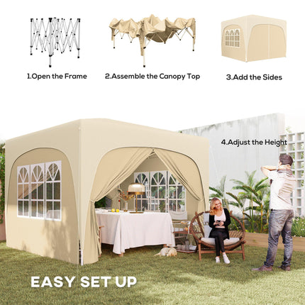3 x 3m Pop-Up Gazebo Shelter with UPF50+ Canopy - Sand