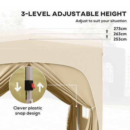 3 x 3m Pop-Up Gazebo Shelter with UPF50+ Canopy - Sand