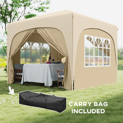 3 x 3m Pop-Up Gazebo Shelter with UPF50+ Canopy - Sand