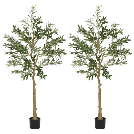 Set of Two Silk Leaf Artificial Olive Trees