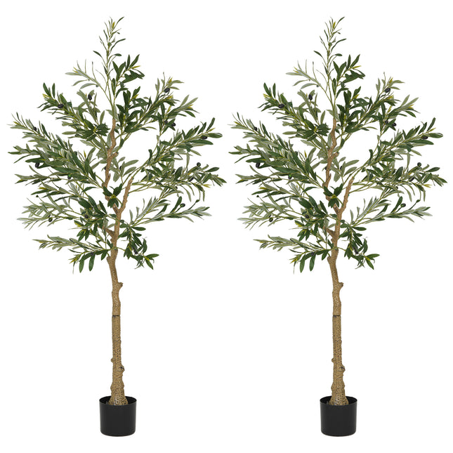 Set of Two Silk Leaf Artificial Olive Trees
