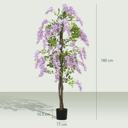 180cm Ficus Artificial Tree, Fake Wisteria Tree in Nursery Pot, Indoor Greenery