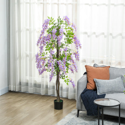 180cm Ficus Artificial Tree, Fake Wisteria Tree in Nursery Pot, Indoor Greenery