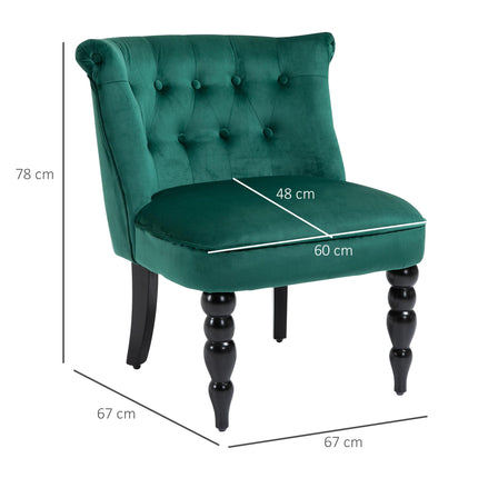 Velvet Accent Chair Set of 2, Button Tufted Wingback Chair with Rubber Wood Legs