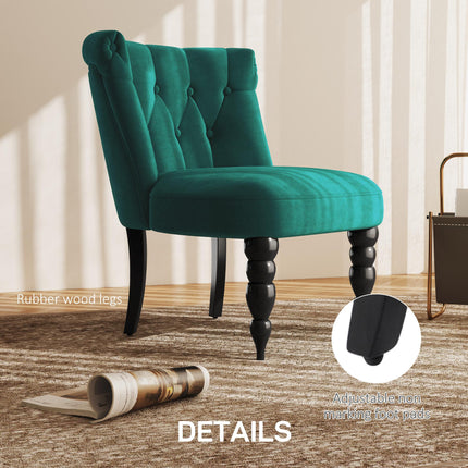 Velvet Accent Chair Set of 2, Button Tufted Wingback Chair with Rubber Wood Legs