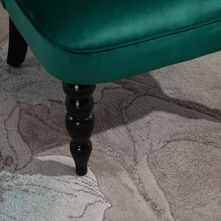 Velvet Accent Chair Set of 2, Button Tufted Wingback Chair with Rubber Wood Legs