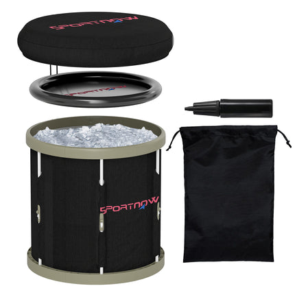 210L Portable Ice Bath Tub with Lid, Cover & Carry Bag for Athletes - Black