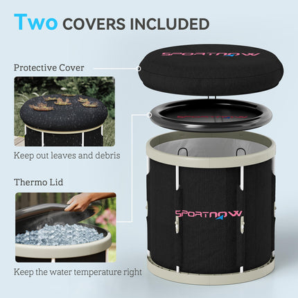210L Portable Ice Bath Tub with Lid, Cover & Carry Bag for Athletes - Black