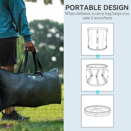 210L Portable Ice Bath Tub with Lid, Cover & Carry Bag for Athletes - Black