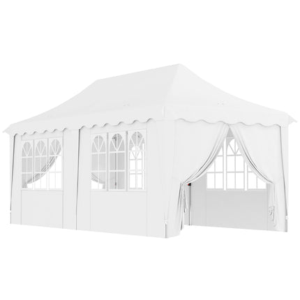 3 x 6m Pop Up Gazebo Set with UPF50+ Sides and Carry Bag - White