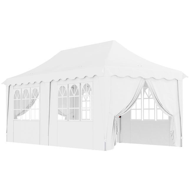 3 x 6m Pop Up Gazebo Set with UPF50+ Sides and Carry Bag - White
