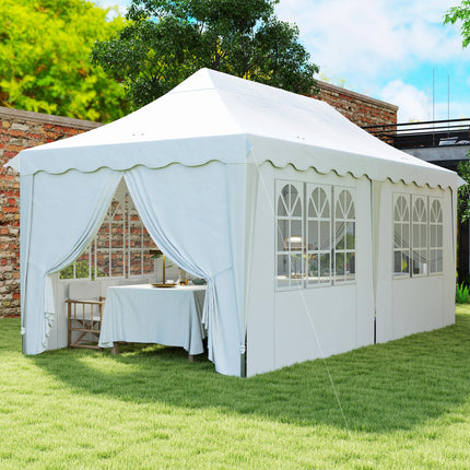 3 x 6m Pop Up Gazebo Set with UPF50+ Sides and Carry Bag - White