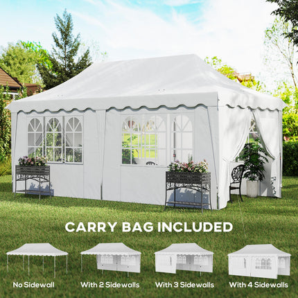 3 x 6m Pop Up Gazebo Set with UPF50+ Sides and Carry Bag - White