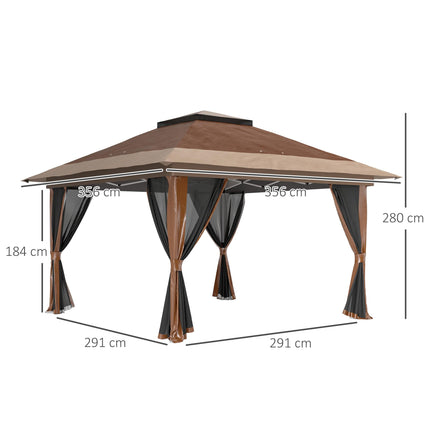 3.6m Pop-Up Gazebo with UPF50+ Canopy & Mesh Lining - Brown