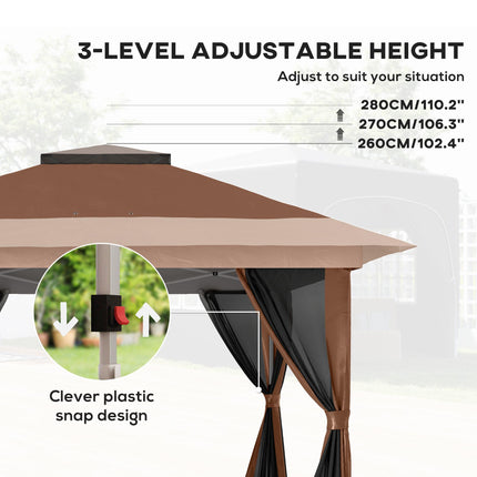 3.6m Pop-Up Gazebo with UPF50+ Canopy & Mesh Lining - Brown