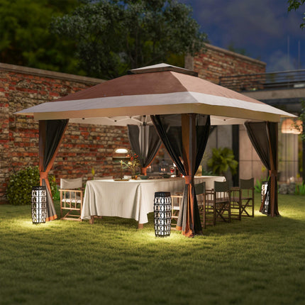 3.6m Pop-Up Gazebo with UPF50+ Canopy & Mesh Lining - Brown