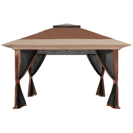 3.6m Pop-Up Gazebo with UPF50+ Canopy & Mesh Lining - Brown