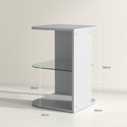 Modern Side Table Set of 2, Three Layer Bedside Table Nightstand with 2 Storage