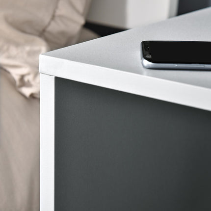 Modern Side Table Set of 2, Three Layer Bedside Table Nightstand with 2 Storage