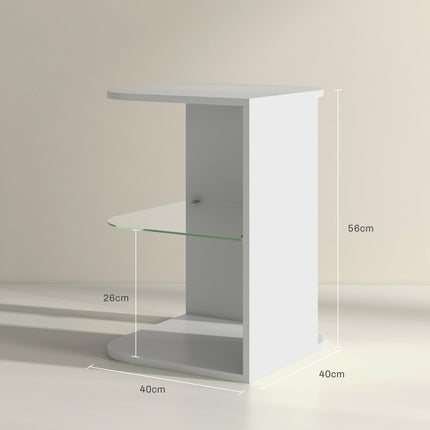 Modern Side Table Set of 2, Three Layer Bedside Table Nightstand with 2 Storage
