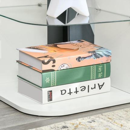 Modern Side Table Set of 2, Three Layer Bedside Table Nightstand with 2 Storage