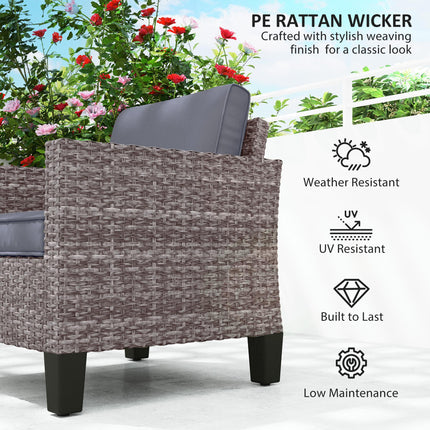 Single Rattan Armchair with Removable Cushions - Mixed Grey