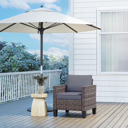Single Rattan Armchair with Removable Cushions - Mixed Grey