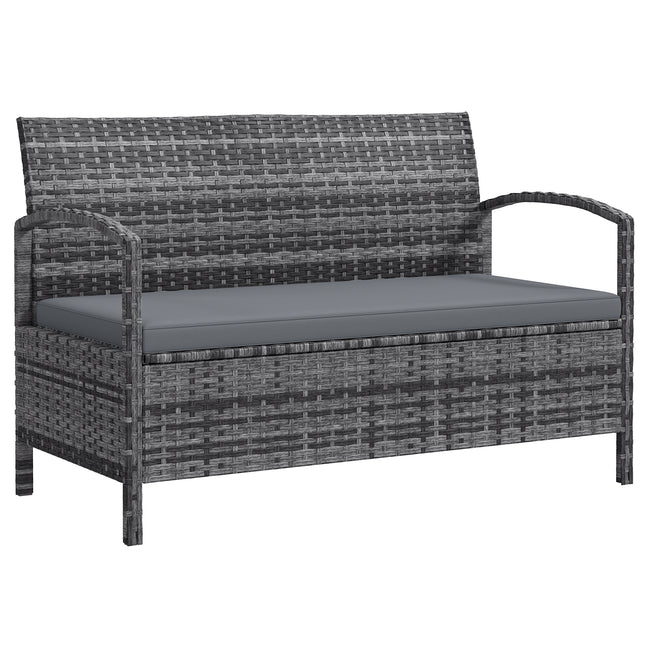 125L Garden Storage Bench with Cushion - Grey