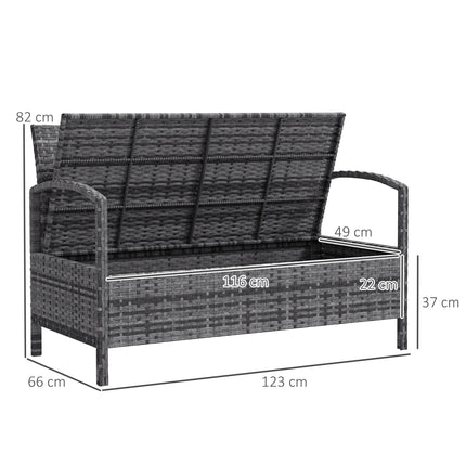 125L Garden Storage Bench with Cushion - Grey