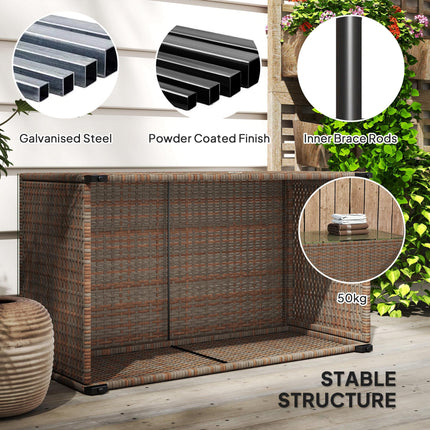 90 x 50cm Rattan Side Table with Tempered Glass Top - Brown