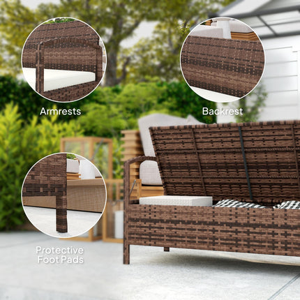 125L Garden Storage Bench with Cushion - Brown