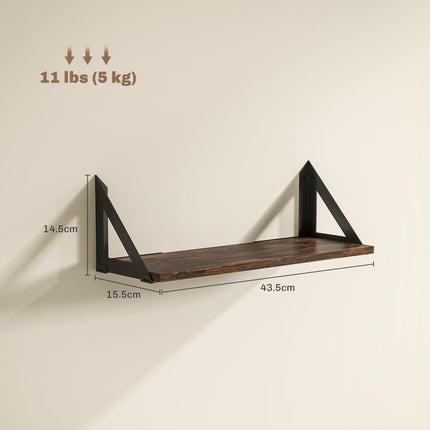 Set of 3 Vintage Wall Mounted Floating Shelves for Living Room, Entryway, Bedroom - Rustic Brown